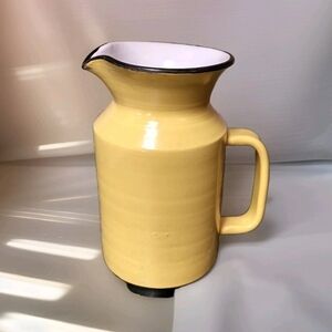 Vintage Made In Italy 8" Stoneware Yellow Pitcher Holt Howard  7031